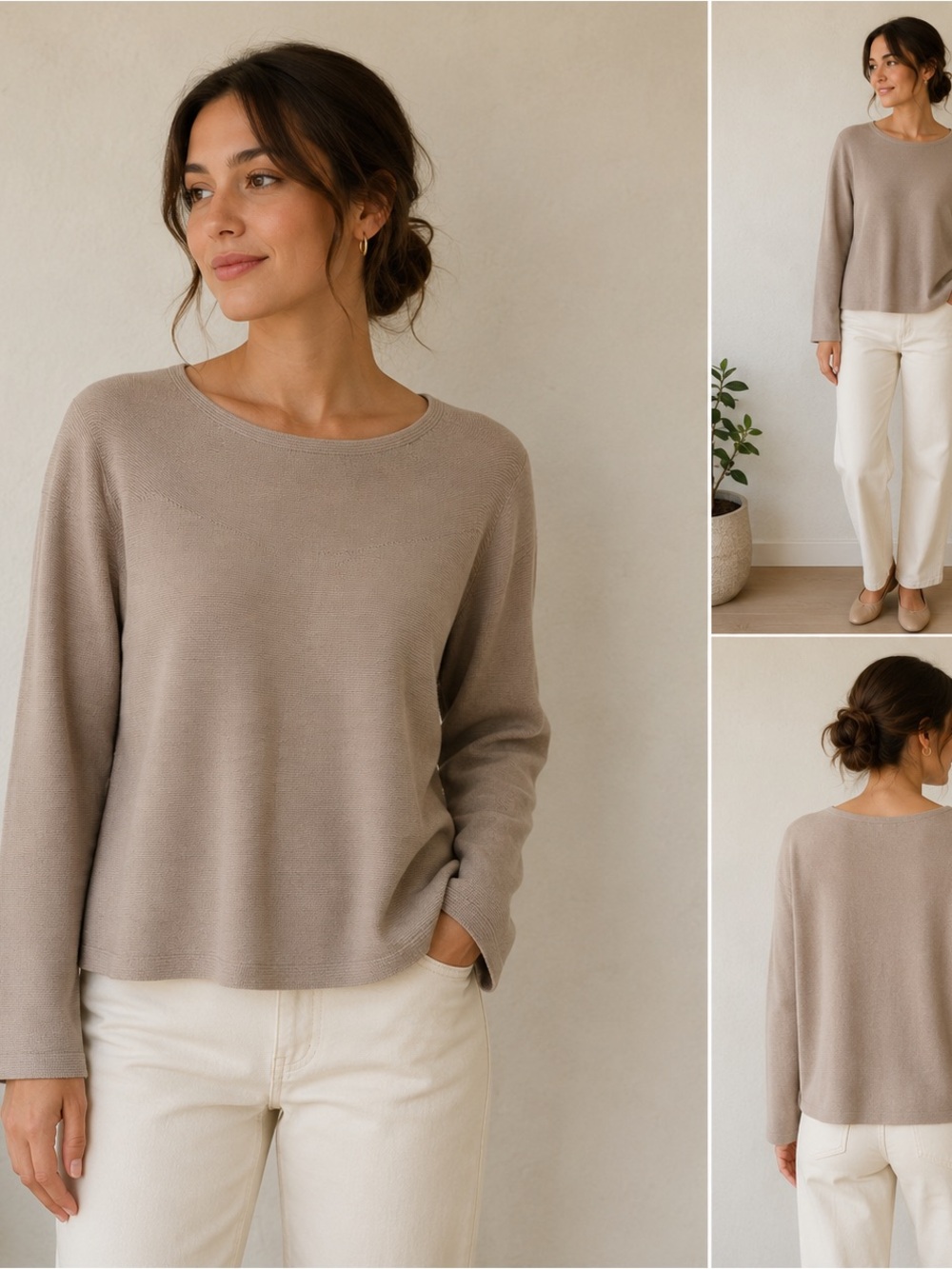 Uniqlo Beige Knit Crewneck Sweater Size XXS